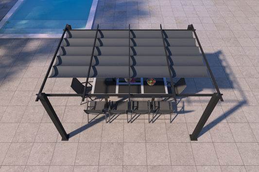 Freistehende Pergola 3x4m mit einziehbarem Sonnensegel