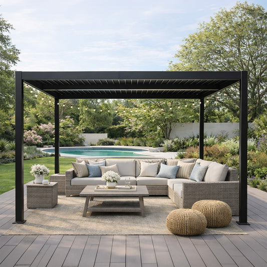 Bioklimatische Pergola 3x3m Aluminiumstruktur schwenkbare Lamellen