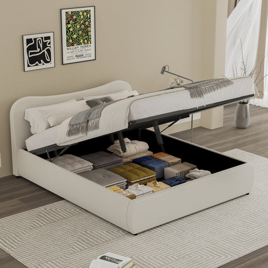 Stauraumbett 140x190cm abgerundetes Design Cord-Samt