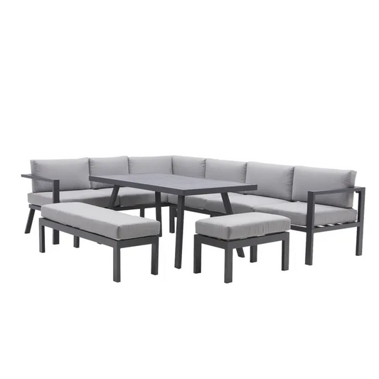 Ecksofa 10 Plaetze NATERIAL Naxos II aus weissem Aluminium