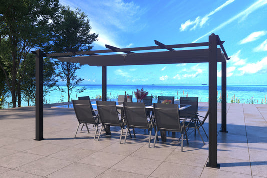 Freistehende Pergola 3x4m mit einziehbarem Sonnensegel
