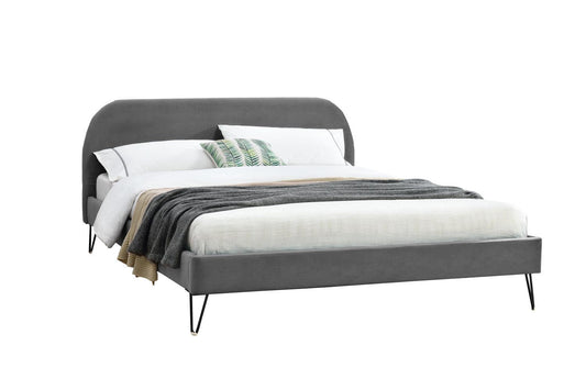 Bett 160 x 200 cm aus Samt & schwarzen Beinen