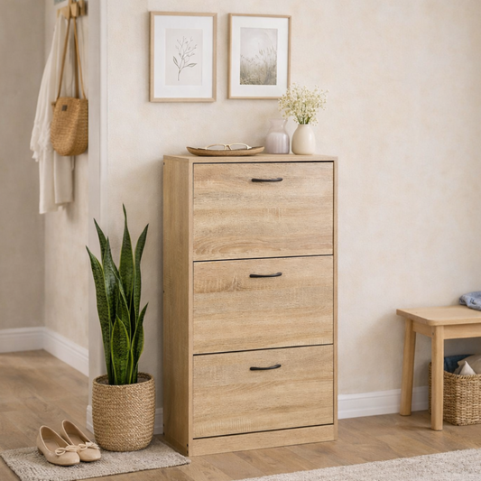 Schuhschrank 116x60cm aus Holz Eichenimitat