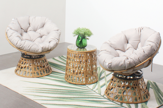 Gartenset niedrig Rattaneffekt 2 Plaetze