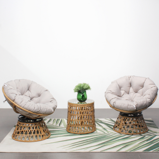 Gartenset niedrig Rattaneffekt 2 Plaetze