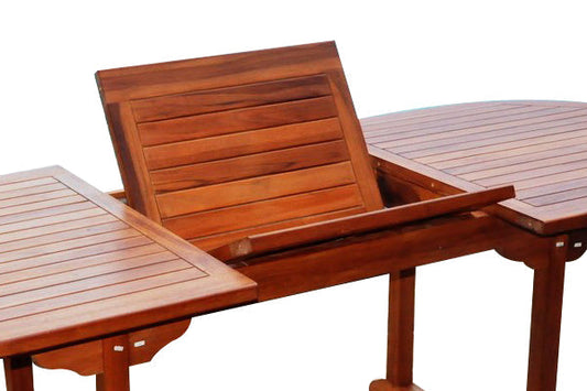 Ausziehbares ovales Teakholz-Gartenset 8 Sitzplaetze - Kapazitaet 10 Personen