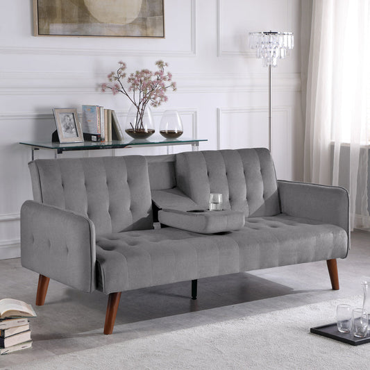 Sofa 3 Sitzer Schlafsofa mit klappbarem Mitteltisch Samt