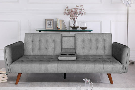 Sofa 3 Sitzer Schlafsofa mit klappbarem Mitteltisch Samt