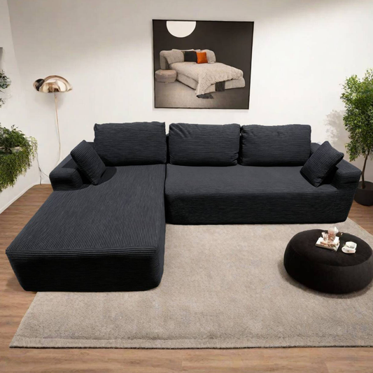 Ecksofa 5-6 Sitzer aus Cord-Samt