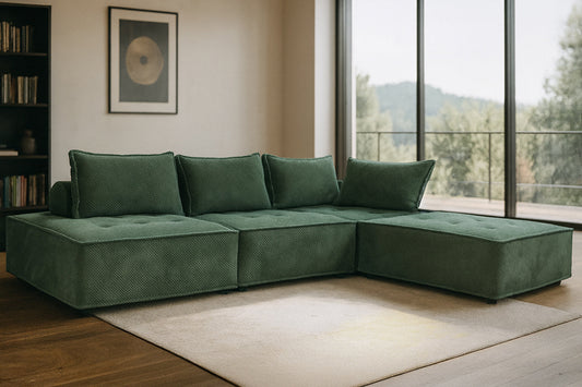Modulares Ecksofa 4 Sitzer aus strukturiertem Samt