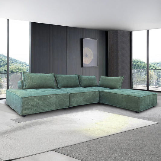Modulares Ecksofa 4 Sitzer aus strukturiertem Samt