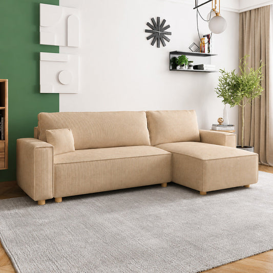 Eckschlafsofa aus Cord-Samt 4 Sitzer