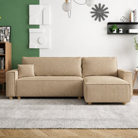 Eckschlafsofa aus Cord-Samt 4 Sitzer