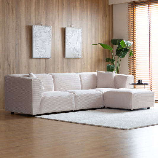 Modulares Sofa aus Cord-Samt 3 Sitzer + 1 Hocker