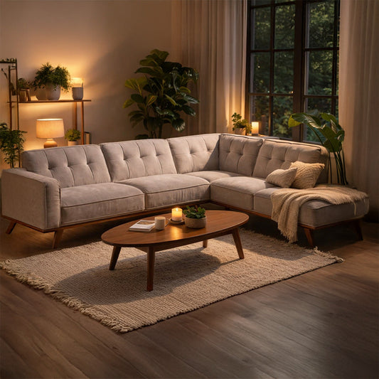 Eck-Design-Sofa aus grauem Stoff 5/6 Sitzer