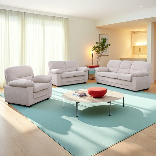 Sofa-Set 3-Sitzer + 2-Sitzer + Sessel aus Cord-Samt