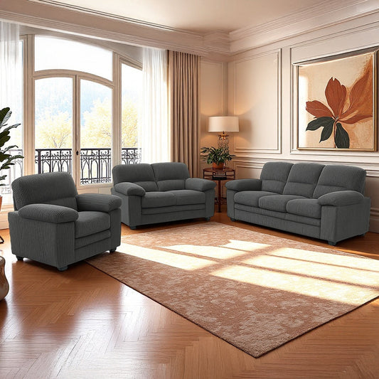 Sofa-Set 3-Sitzer + 2-Sitzer + Sessel aus Cord-Samt
