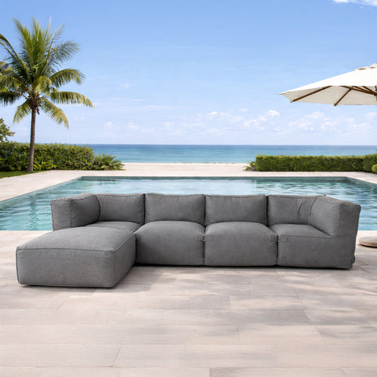 Modulares Gartenset Eck 5 Plaetze wasserabweisendes Gewebe