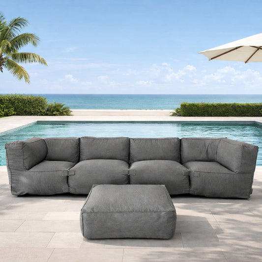Modulares Gartenset Eck 5 Plaetze wasserabweisendes Gewebe