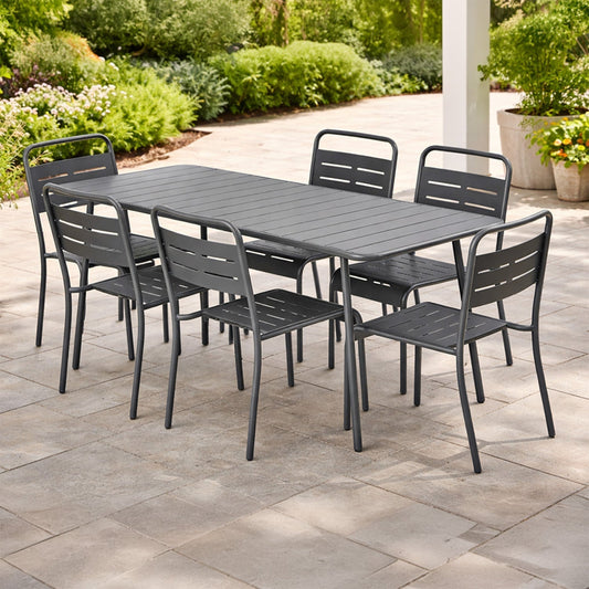 Gartentisch 160 cm und 6 Stuehle - Kapazitaet 8 Personen