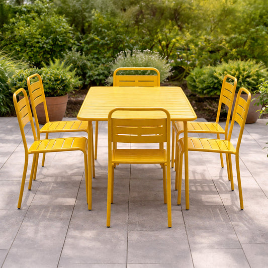 Gartentisch 160 cm und 6 Stuehle - Kapazitaet 8 Personen