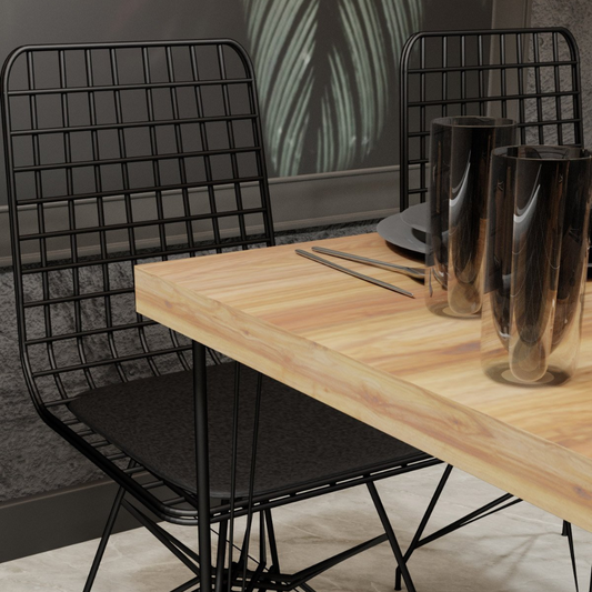 Esszimmer-Set Tisch und Stuehle Industrial