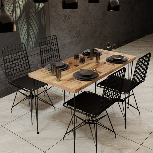 Esszimmer-Set Tisch und Stuehle Industrial