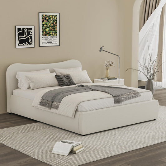 Stauraumbett 140x190cm abgerundetes Design Cord-Samt