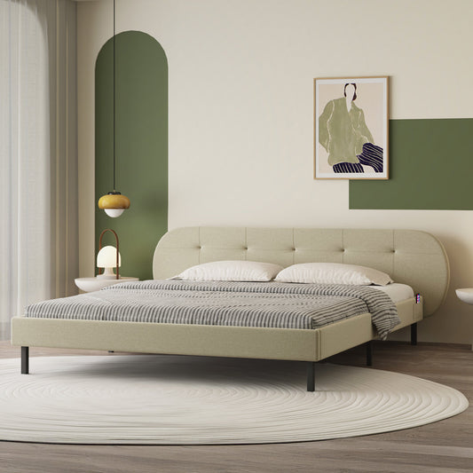 Gepolstertes Bett 140x190cm mit Kopfteil und Lattenrost