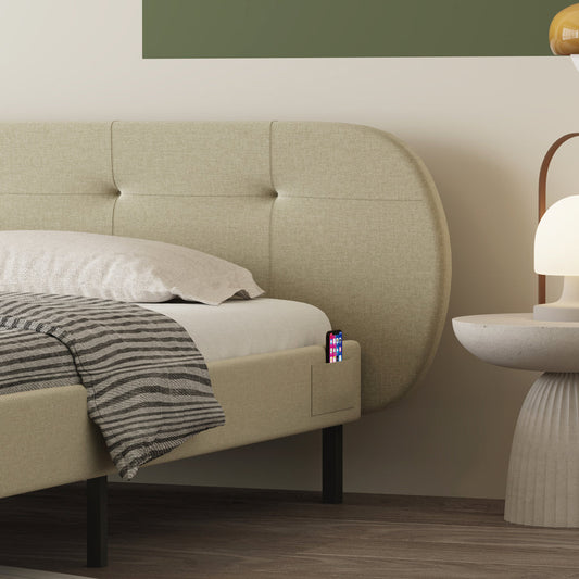Gepolstertes Bett 140x190cm mit Kopfteil und Lattenrost