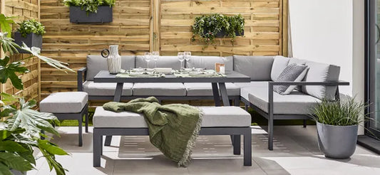 Ecksofa 10 Plaetze NATERIAL Naxos II aus weissem Aluminium