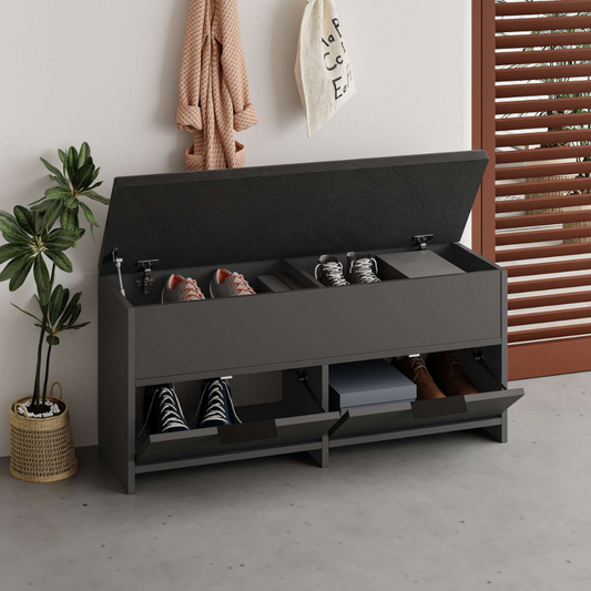 Schuhschrank 4 Faecher anthrazit