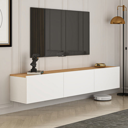Haengendes TV-Moeibel mit Schraenken 150cm weiss und Holz