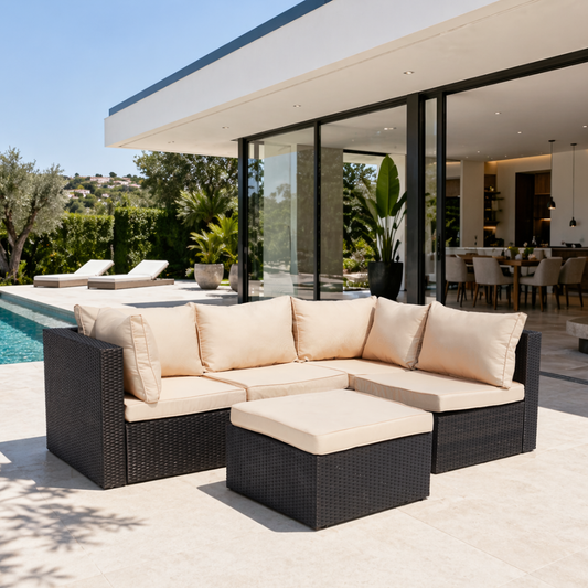 Modulares Gartenset aus geflochtenem Kunstharz 5 Plaetze