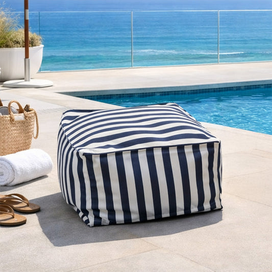 Outdoor-Hocker gestreift wasserabweisendes Gewebe 55x65x35 cm