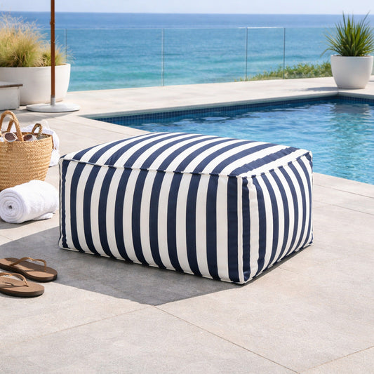 Outdoor-Hocker gestreift wasserabweisendes Gewebe 55x65x35 cm