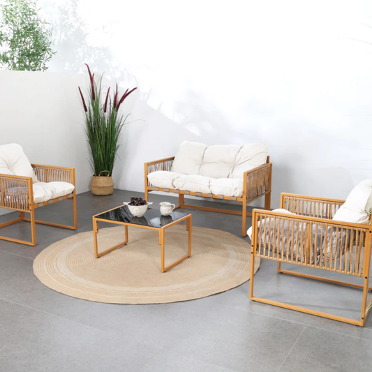 Gartenset 4 Plaetze Rattaneffekt