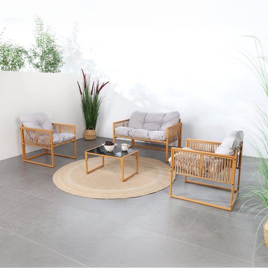 Gartenset 4 Plaetze Rattaneffekt
