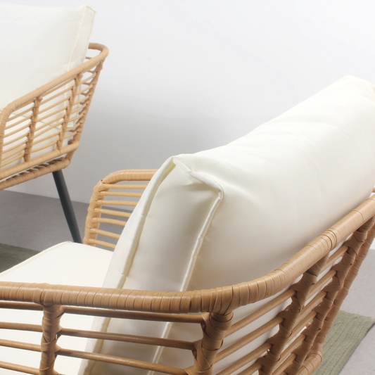 Gartenset 4 Plaetze Sofa und Stuehle Rattaneffekt