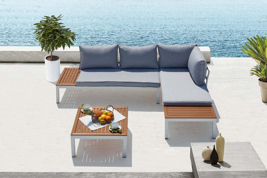 Gartenset 4 Plaetze aus Aluminium und Stahl