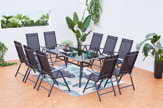 Gartenmoebel-Set 10 Plaetze aus grauem Aluminium