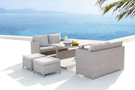 Stapelbares Gartenset 8 Plaetze Sofas und Hocker aus geflochtenem Kunstharz