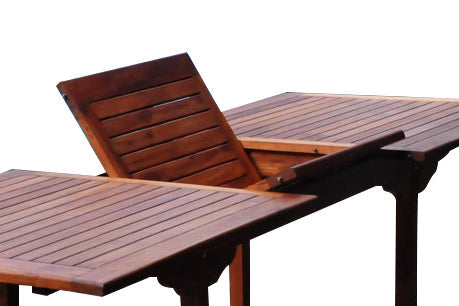 Ausziehbares rechteckiges Teakholz-Gartenset 8 Sitzplaetze - Kapazitaet 10 Personen