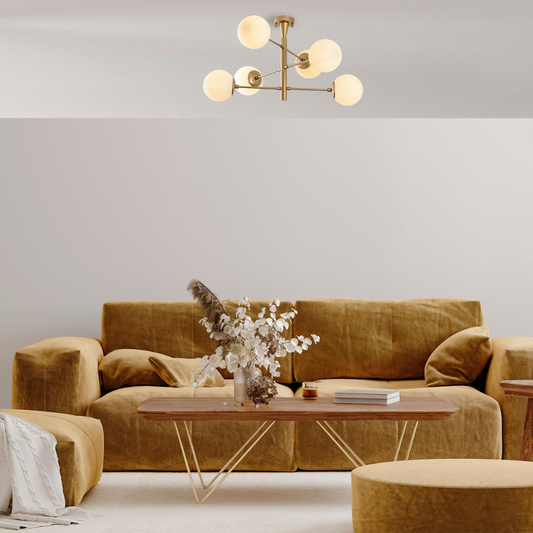 Vintage-Deckenleuchte golden 6 Lampen