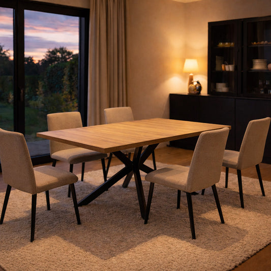Ausziehbarer Tisch 8 Personen Holzeffekt 200cm