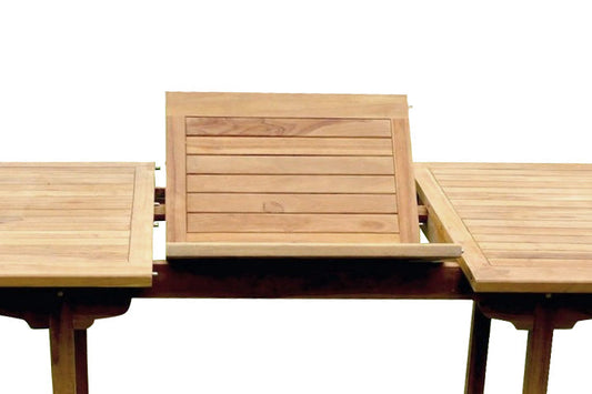 Ausziehbares rechteckiges Teakholz-Gartenset 8 Sitzplaetze - Kapazitaet 10 Personen